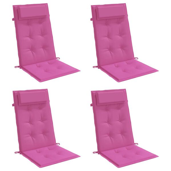vidaXL Cuscini per Sedia con Schienale Alto 4pz Rosa in Tessuto Oxford