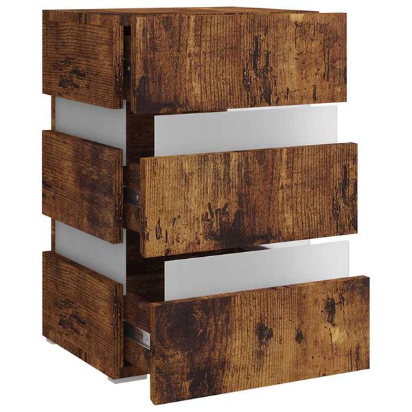 vidaXL Comodino con LED Rovere Fumo 45x35x67 cm in Legno Multistrato