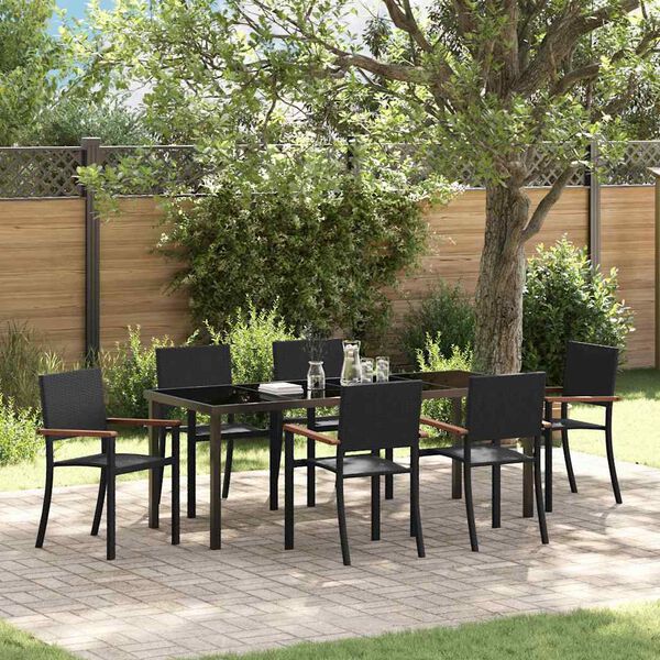 vidaXL Set da Pranzo per Giardino 7 pcs Nero