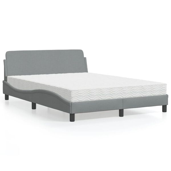 vidaXL Letto con Materasso Dover Grigio Chiaro 140x190cm Tessuto