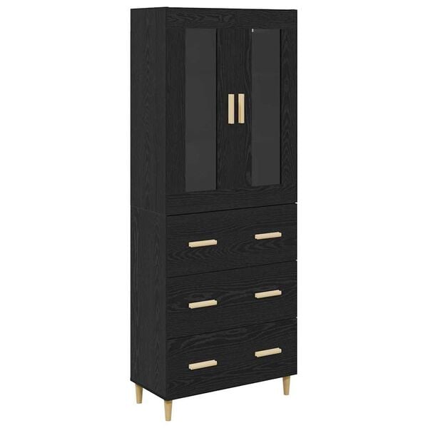 vidaXL Credenza con cassetto Rovere Nero 69,5 x 34 x 180 cm