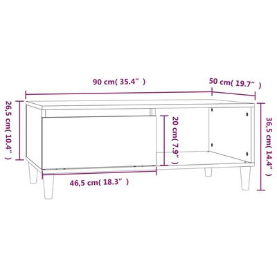vidaXL Tavolino da Salotto Rovere Marrone 90x50x36,5 cm in Multistrato