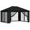 vidaXL Gazebo con pareti laterali 4 &times; 3 m Nero Poliestere e Acciaio