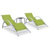 vidaXL Lettini Prendisole con Tavolino 2 pz in Alluminio Verde