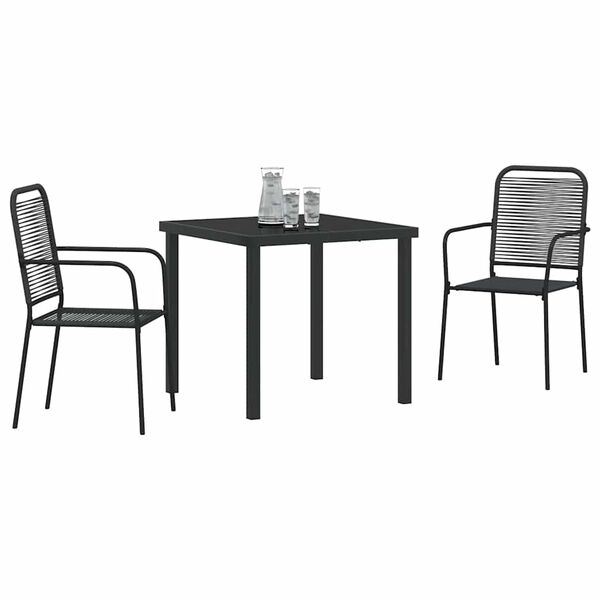 vidaXL Set da Pranzo per Giardino 3 pcs Nero