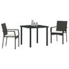 vidaXL Set da Pranzo per Giardino con cuscino 3 pcs Nero polyrattan