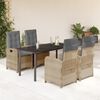 vidaXL Set Pranzo da Giardino 5 pz con Cuscini Beige Misto Polyrattan