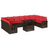 vidaXL Set Divani da Giardino 11 pz con Cuscini Marrone in Polyrattan