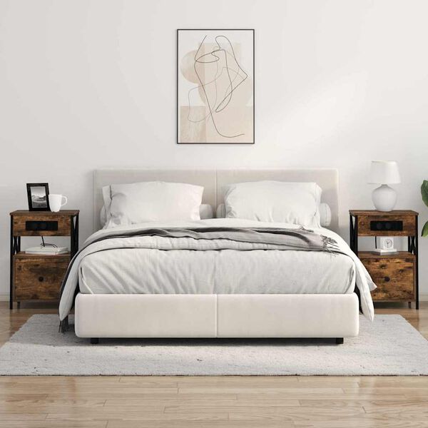 vidaXL Armadio da Notte Rovere fum&eacute; 40 x 31 x 60 cm Legno multistrato