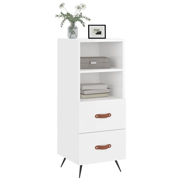 vidaXL Credenza Bianco Lucido 34,5x34x90 cm in Legno Multistrato