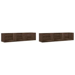 vidaXL Mobili Parete 2pz Rovere Marrone 75x18x16,5cm Legno Multistrato