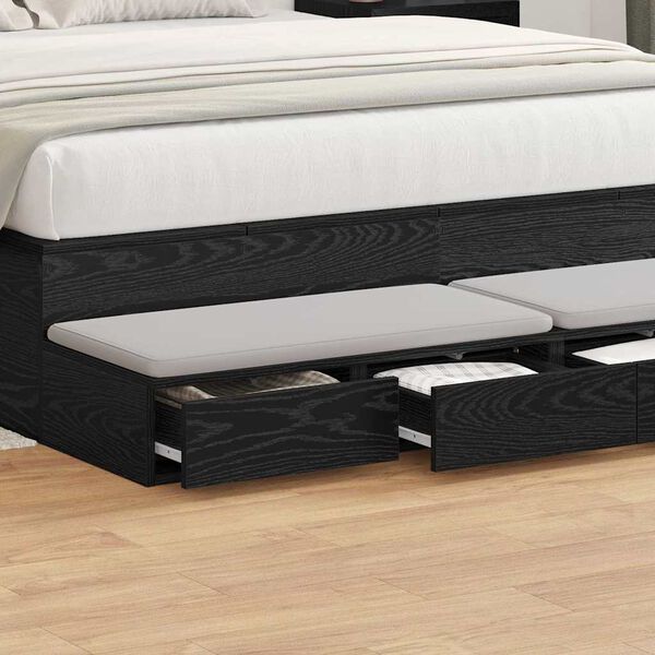 vidaXL Cassetti per letto Rovere Nero 150 x 36,5 x 16,5 cm
