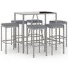 vidaXL Set Bar da Giardino 7 pz con Cuscini in Polyrattan Grigio