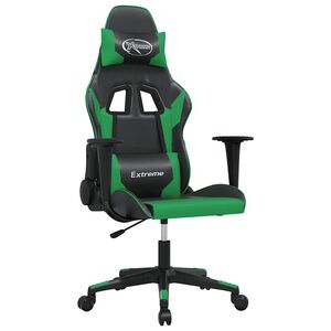 vidaXL Sedia da Gaming Nera e Verde in Similpelle