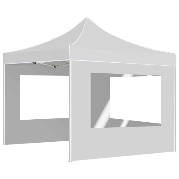 vidaXL Gazebo Pieghevole con Pareti in Alluminio 3x3 m Bianco