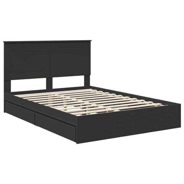 vidaXL Letto con Contenitore Nero 150 x 200 cm Legno multistrato