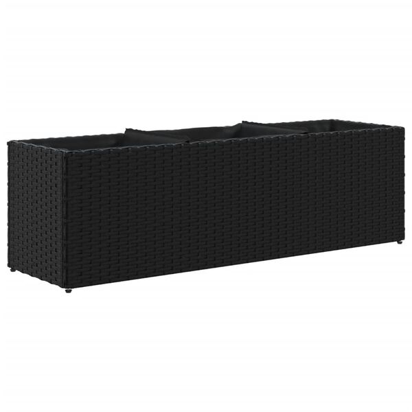 vidaXL Fioriera da Giardino con 3 Vasi Nera 105x30x32 cm in Polyrattan