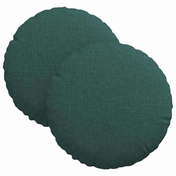 vidaXL Cuscini per Seduta 2 pcs Verde Scuro &Oslash;30 x 13 cm Tessuto