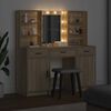 vidaXL Set da tavolo da trucco con LED con porta 3 pcs Rovere Sonoma