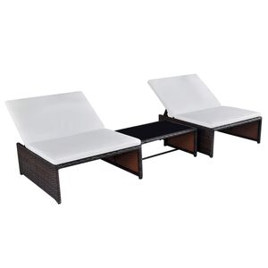 vidaXL Sedie da Giardino Reclinabili 2 pz con Tavolo Polyrattan