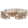 vidaXL Set Divano da Giardino 12 pz Naturale e Bianco Crema polyrattan