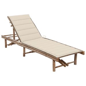 vidaXL Lettino Prendisole da Giardino con Cuscino in Bamb&ugrave;