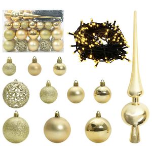 vidaXL Set di Palle di Natale 61 pz 150 LED Bianco caldo &Oslash; 6 cm