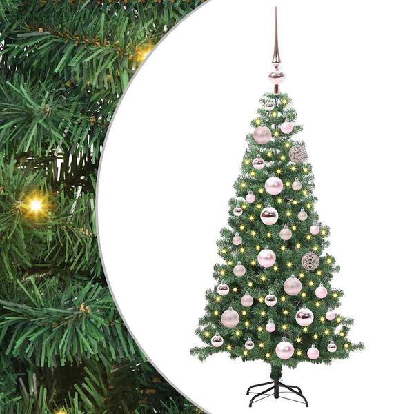 vidaXL Albero di Natale con 150 LED con supporto Verde 120 cm PVC