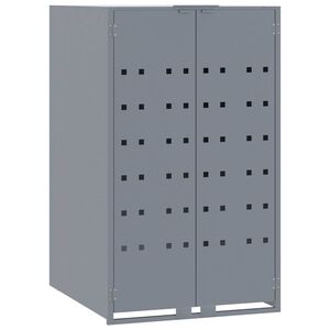 vidaXL Copribidone con Ruote Bidone Singolo Grigio 69x79x117cm Acciaio