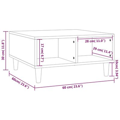 vidaXL Tavolino da Salotto Rovere Fumo 60x60x30 cm in Truciolato