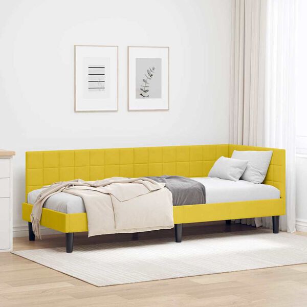 vidaXL Cornice del letto ad angolo Giallo 80 cm x 200 cm Velluto