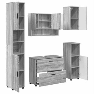 vidaXL Set di mobili per il bagno 5 pz Grigio Sonoma 35 x 30 x 192 cm