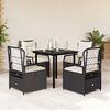 vidaXL Set da Pranzo da Giardino 5 pz Nero con Cuscini in Polyrattan