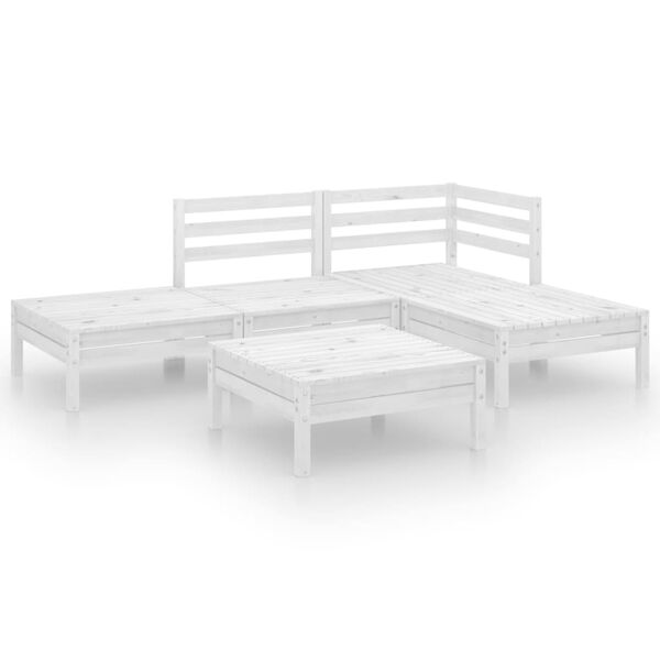 vidaXL Set Divani da Giardino 5 pz in Legno Massello di Pino Bianco