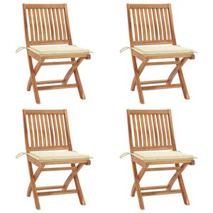 vidaXL Sedie Pieghevoli con Cuscini 4 pz Massello di Teak