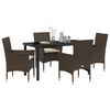 vidaXL Set da Pranzo per Giardino con cuscino 5 pcs Marrone polyrattan