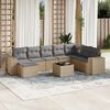 vidaXL Set Divano da Giardino 9 pz con Cuscini Beige in Polyrattan