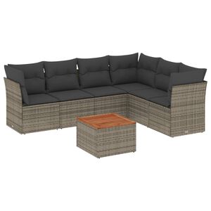 vidaXL Set Divani da Giardino 7 pz con Cuscini Grigio in Polyrattan