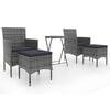 vidaXL Set Bistrot da Giardino 5pz Polyrattan e Vetro Temperato Grigio