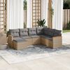 vidaXL Set Divani da Giardino 7 pz con Cuscini Beige in Polyrattan