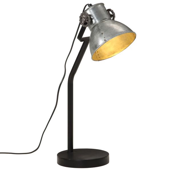 vidaXL Lampada da Scrivania 25 W Argento Vintage 17x17x60 cm E27