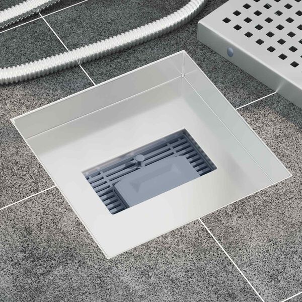 vidaXL Scarico doccia a pois Argento 20 x 20 cm Acciaio Inox 304