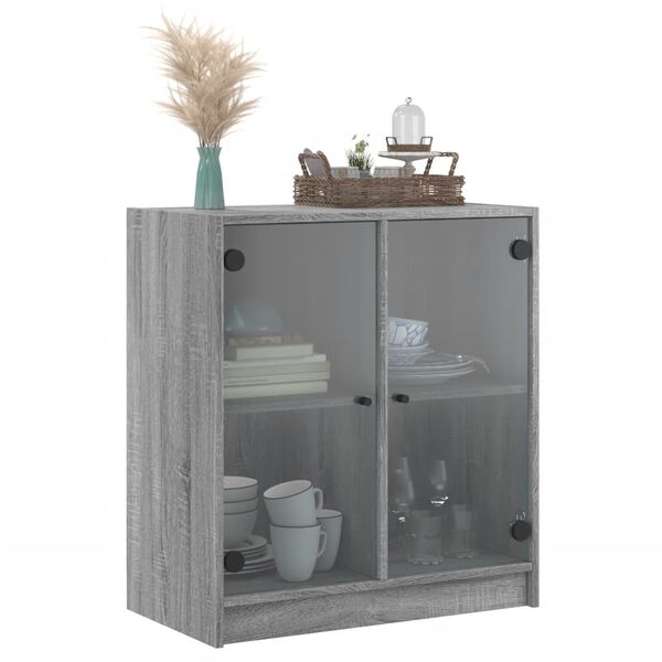 vidaXL Mobile con Ante in Vetro Grigio Sonoma 68x37x75,5 cm