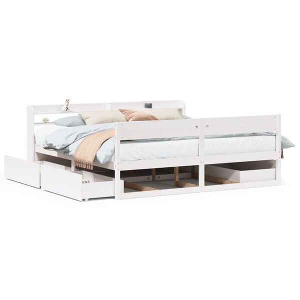 vidaXL Letto senza Materasso Bianco 180x200 cm Legno Massello di Pino