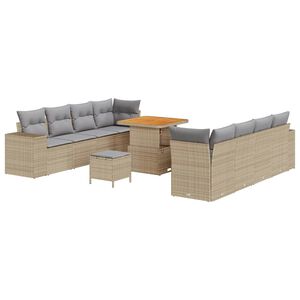 vidaXL Set Divano da Giardino 11 pz Beige polyrattan