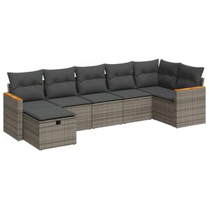 vidaXL Set Divani da Giardino 7 pz con Cuscini Grigio in Polyrattan