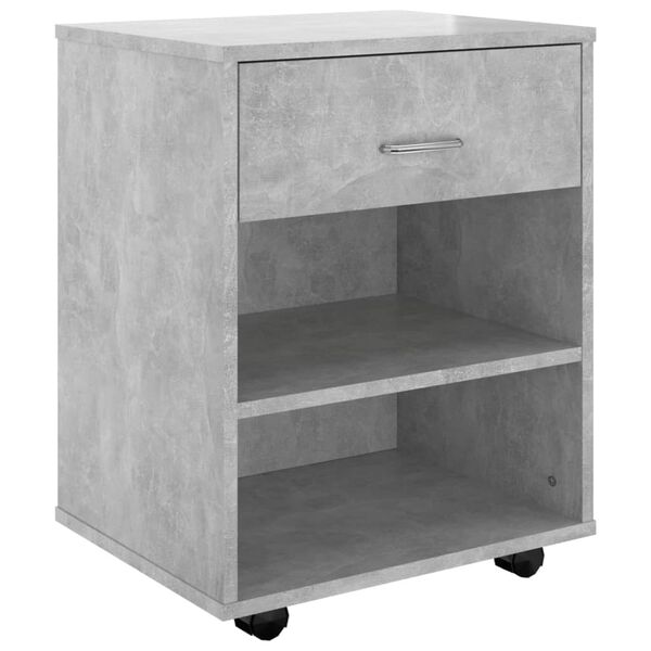 vidaXL Mobiletto con Ruote Grigio Cemento 46x36x59cm Legno Multistrato