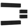 vidaXL Set mobile TV 6 pz Rovere Nero Legno ingegnerizzato