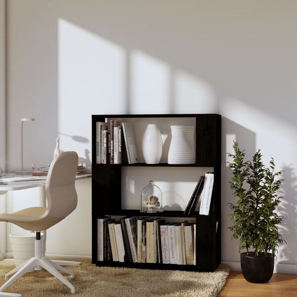 vidaXL Libreria/Divisorio Nero 80x25x101 cm in Legno Massello di Pino