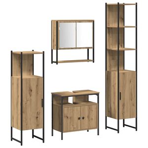 vidaXL Set di mobili per il bagno 4 pz Rovere artigianale